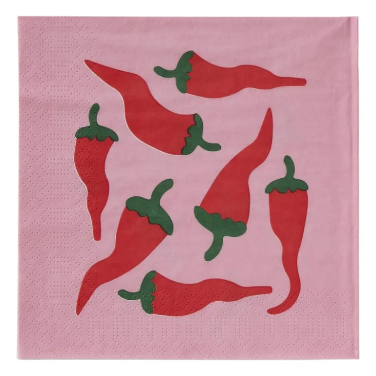 Servetten pepers - roze/rood - 33x33 cm - set van 20