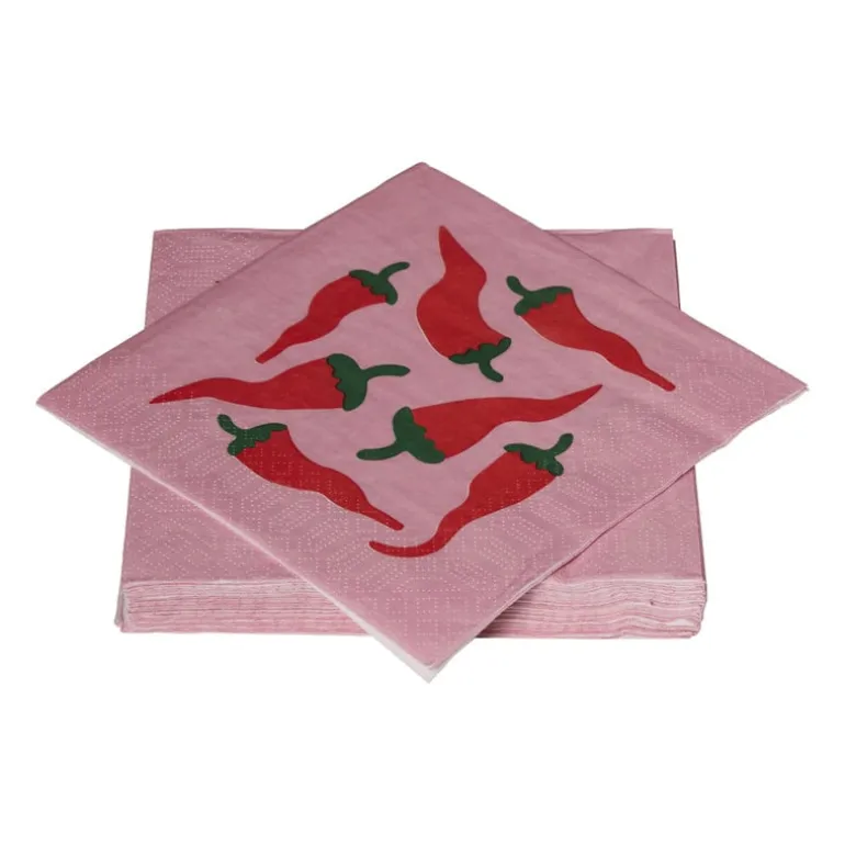 Servetten pepers - roze/rood - 33x33 cm - set van 20