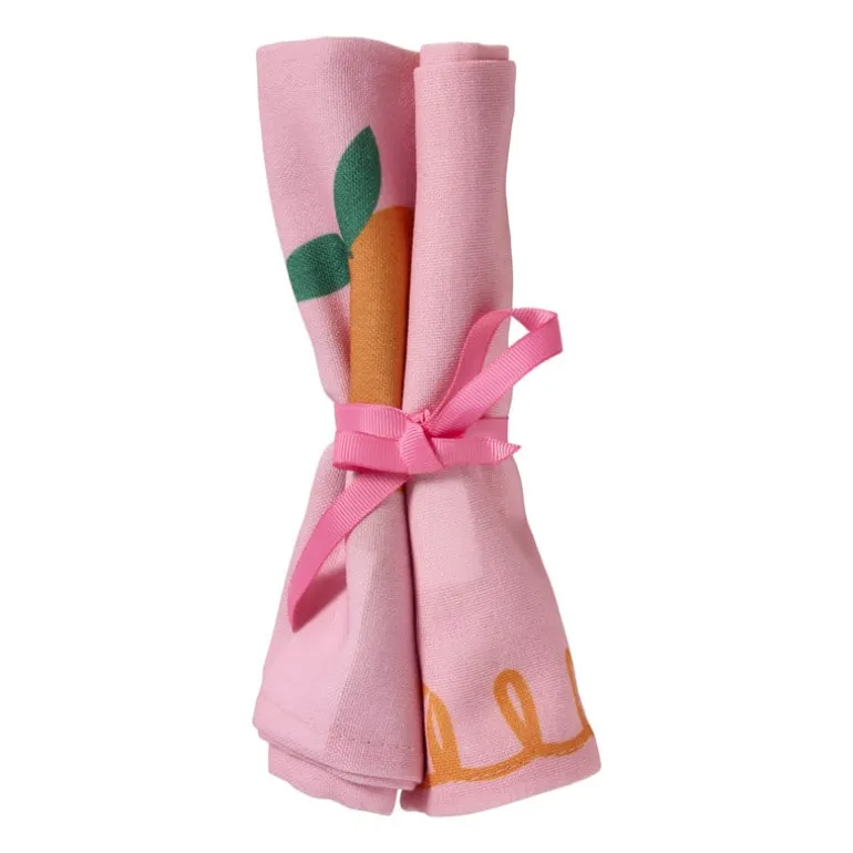 Servetten sinaasappels - roze/oranje - set van 2