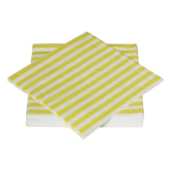 Servetten streep - geel - 33x33 cm - set van 20