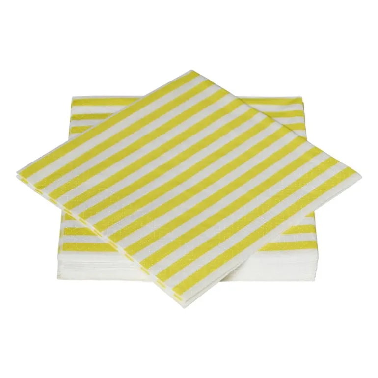 Servetten streep - geel - 33x33 cm - set van 20