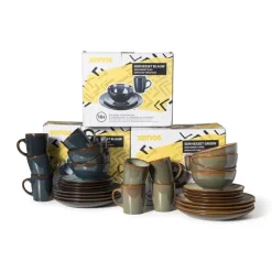 Serviesset - groen - 16-delig - 4 persoons - reactive glaze