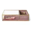 Sieradendoos met ringhouder - roze/goud - 25x15x6.5 cm
