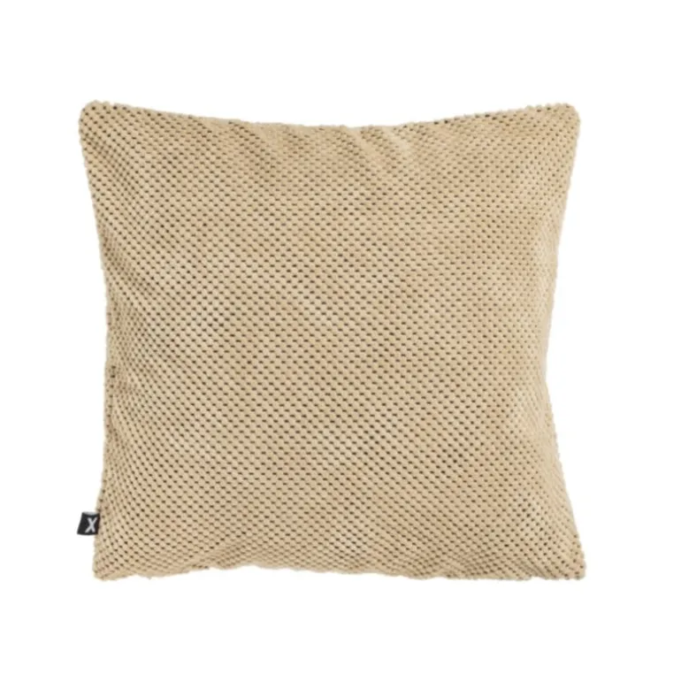 Sierkussen met blokjes - beige - 45x45 cm