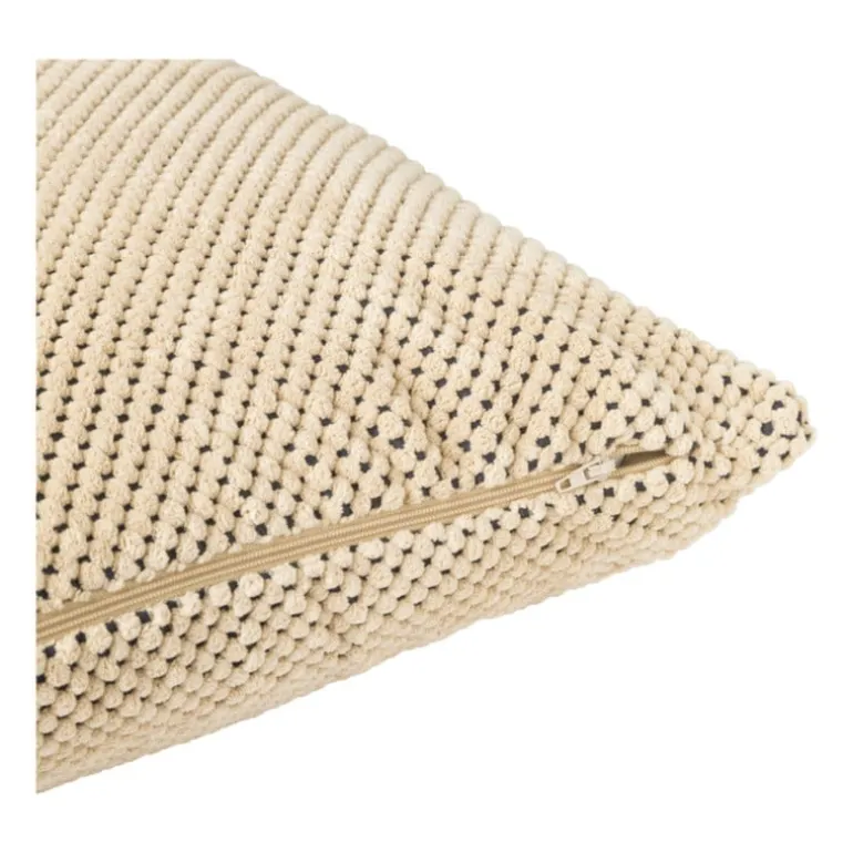 Sierkussen met blokjes - beige - 60x60 cm