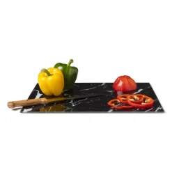 Snijplank marmeren look - zwart - 30x42x0.04 cm