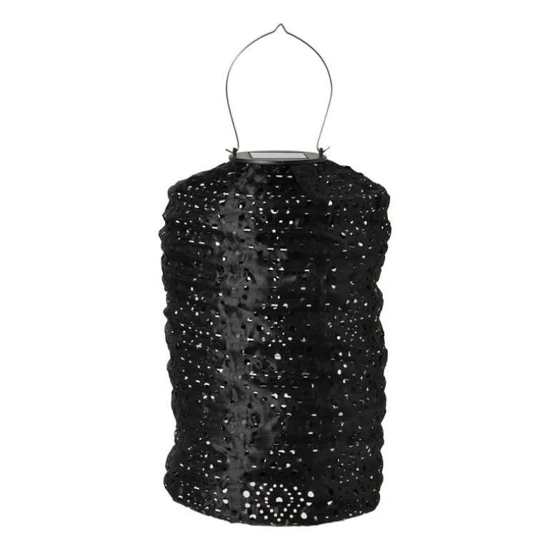 Solar barok lampion cilinder - zwart - ø18x33 cm
