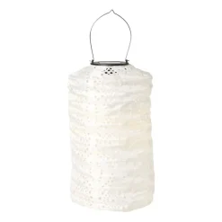 Solar barok lampion cilinder - wit - ø18x33 cm