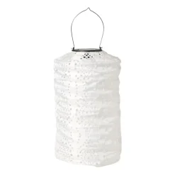 Solar barok lampion cilinder - wit - ø18x33 cm