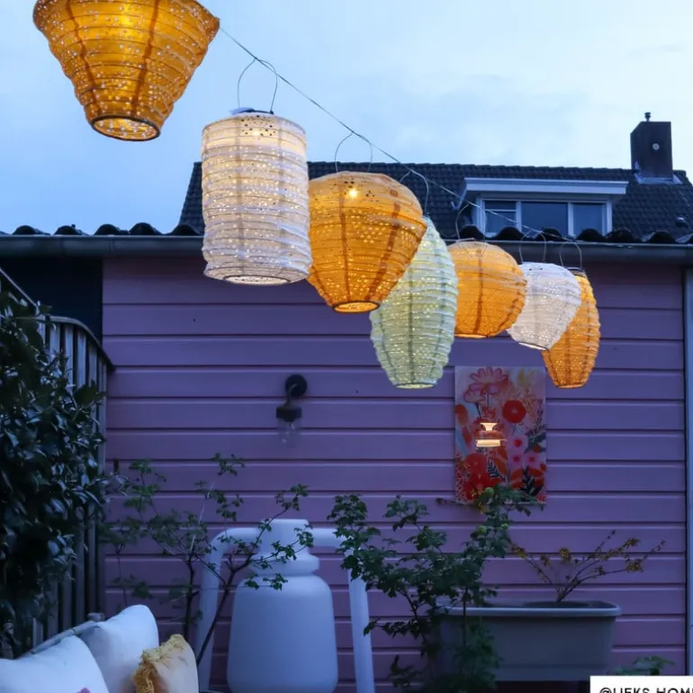 Solar barok lampion cilinder - wit - ø18x33 cm