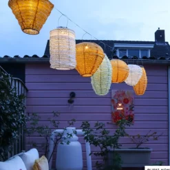 Solar barok lampion cilinder - geel - ø18x33 cm