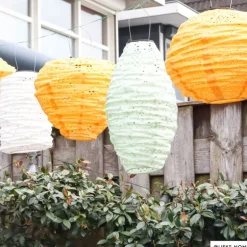 Solar barok lampion cilinder - geel - ø18x33 cm