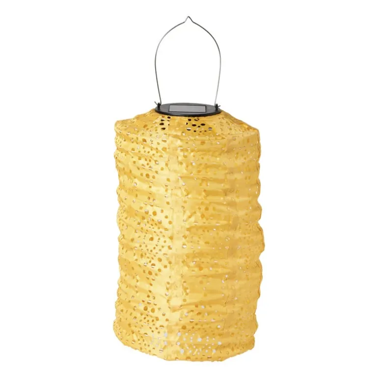 Solar barok lampion cilinder - geel - ø18x33 cm