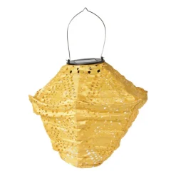 Solar barok lampion ruit - geel - ø24x28 cm