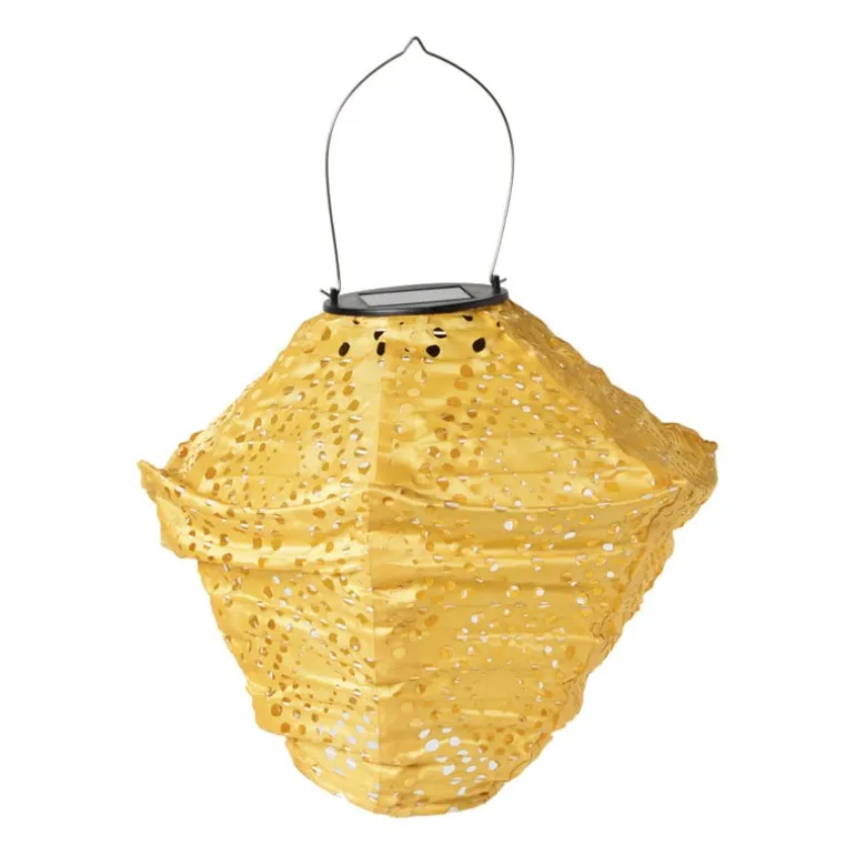 Solar barok lampion ruit - geel - ø24x28 cm