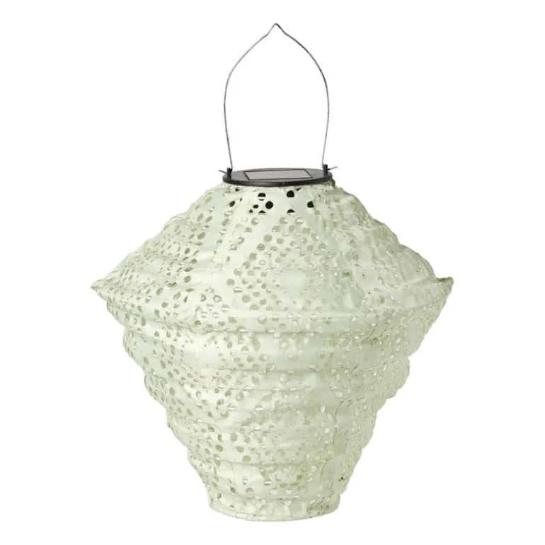 Solar barok lampion ruit - groen - ø24x28 cm
