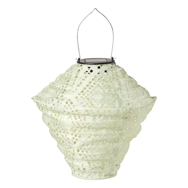 Solar barok lampion ruit - groen - ø24x28 cm