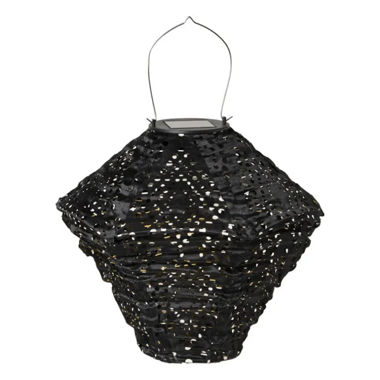 Solar barok lampion ruit - zwart - ø24x28 cm