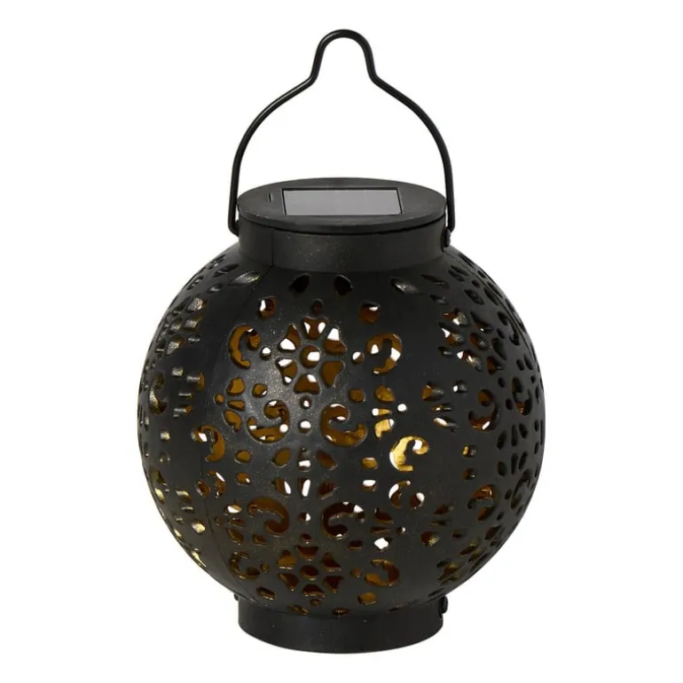 Solar lantaarn barok - zwart/goud - ø9x9.5 cm