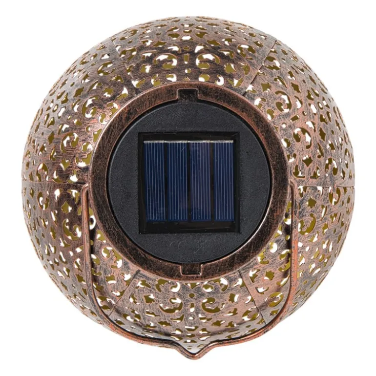 Solar lantaarn metaal - bruin - ø18x18.5 cm