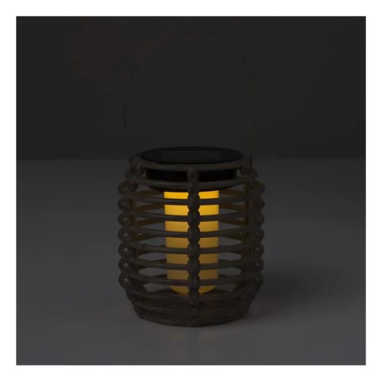Solar lantaarn rond - bruin - ø10.5x10.5 cm
