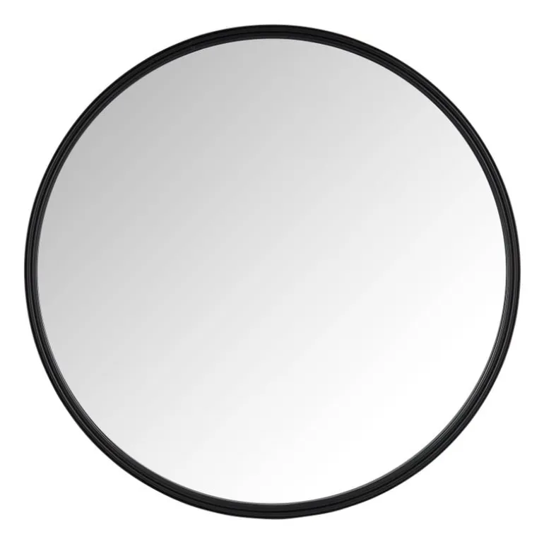 Spiegel rond met metalen lijst - zwart - ø30 cm