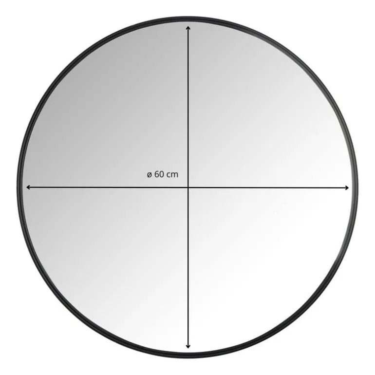 Spiegel rond met metalen lijst - diameter 60 cm