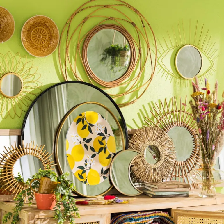 Spiegel rond met metalen lijst - diameter 80 cm