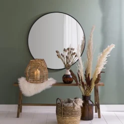 Spiegel rond met metalen lijst - diameter 80 cm