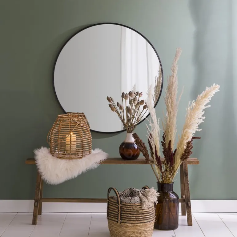 Spiegel rond met metalen lijst - diameter 80 cm