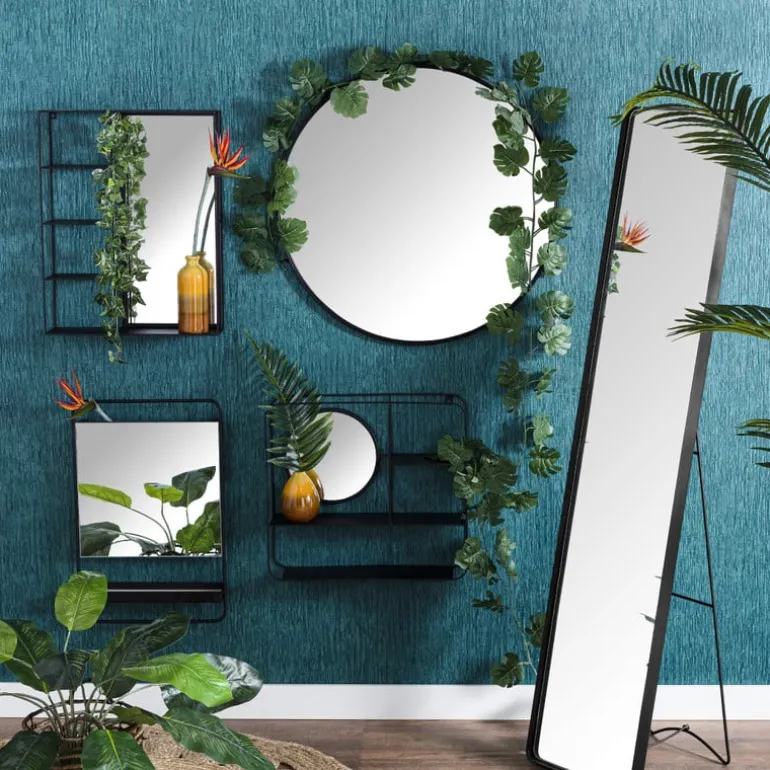 Spiegel rond met metalen lijst - diameter 70 cm
