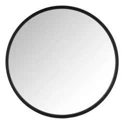 Spiegel rond met metalen lijst - zwart - ø40 cm