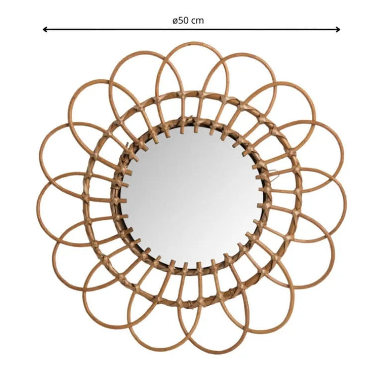 Spiegel rotan lijst - 50 cm
