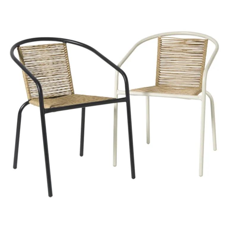 Stapelbare tuinstoel Tim - bruin/wit - 73x53x62 cm