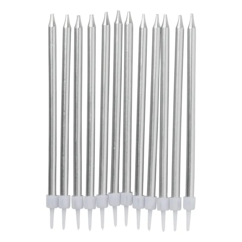 Taartkaarsjes - zilver - set van 12
