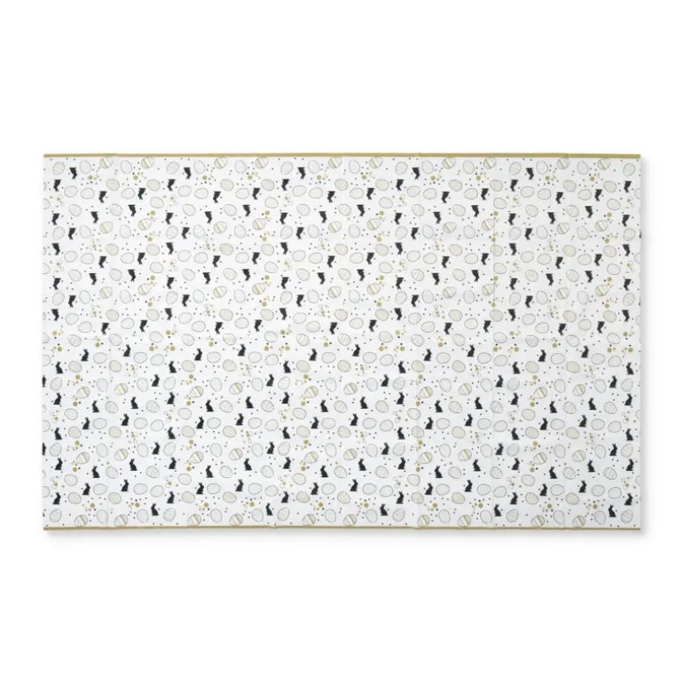 Tafelkleed paashaas - wit/goud/zwart - papier - 138x220 cm