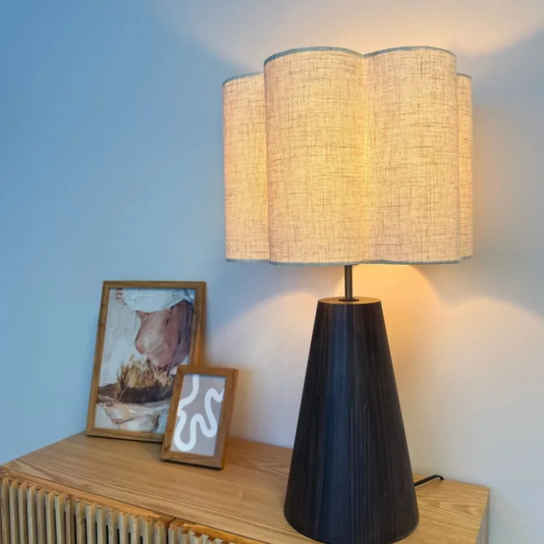 Tafellamp bloem Caroline - beige/bruin - ø35x62 cm