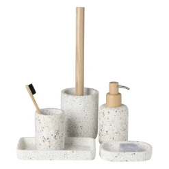 Tandenborstel beker Terrazzo - wit - ø7.3x10 cm
