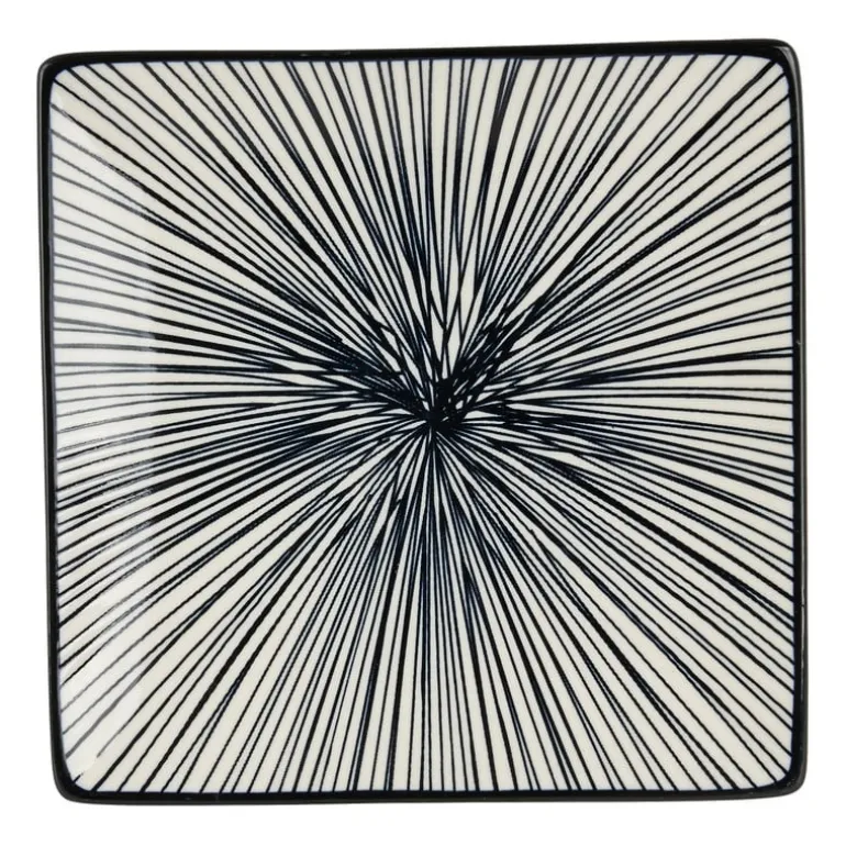 Tapas bord Sevilla - zwarte lijnen - 15x15 cm