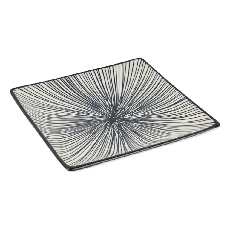 Tapas bord Sevilla - zwarte lijnen - 15x15 cm