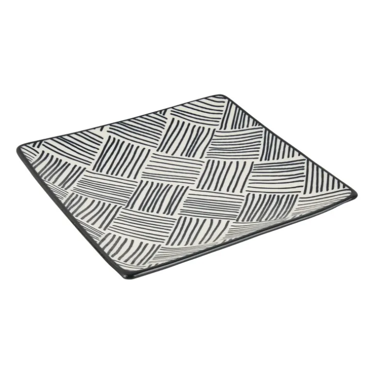 Tapas bord Sevilla - zwarte streepjes - 15x15 cm