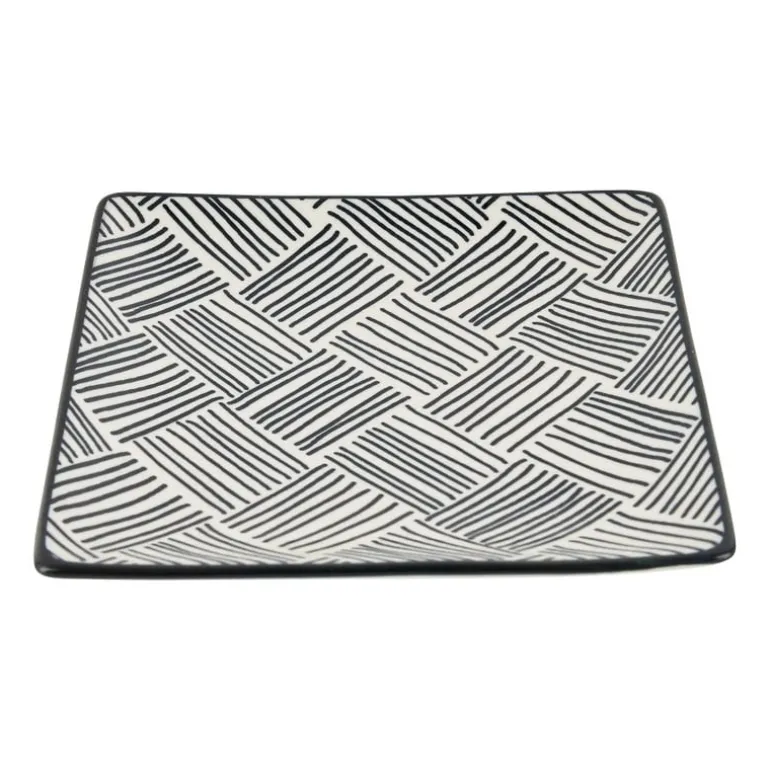 Tapas bord Sevilla - zwarte streepjes - 15x15 cm