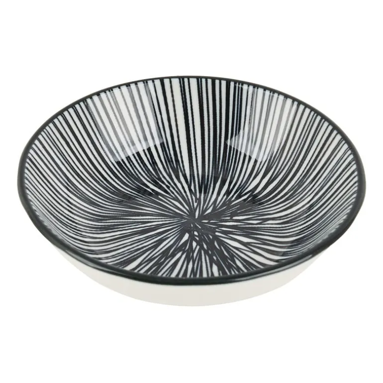 Tapas sausschaaltje Sevilla - zwarte lijnen - ø9x2,5 cm