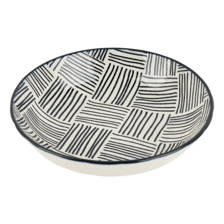 Tapas schaaltje Sevilla - zwarte streepjes - ø14x3,5 cm