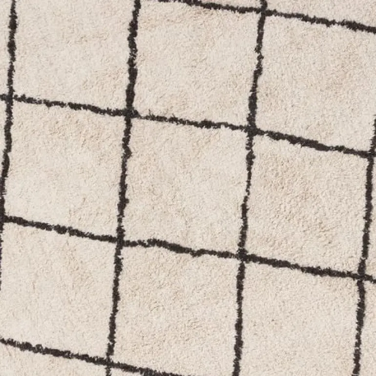 Tapijt berber rond - zwart/beige - ø120 cm