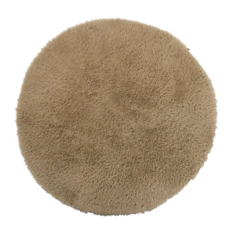 Tapijt fluffy rond - bruin - ø120 cm