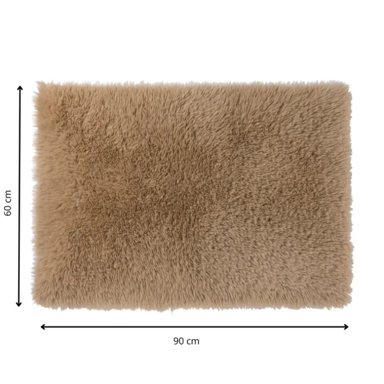 Tapijt hoogpolig - bruin - 60x90 cm