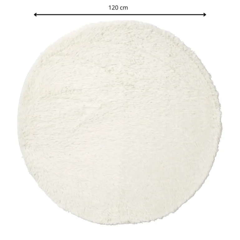 Tapijt hoogpolig rond - wit - ø120 cm