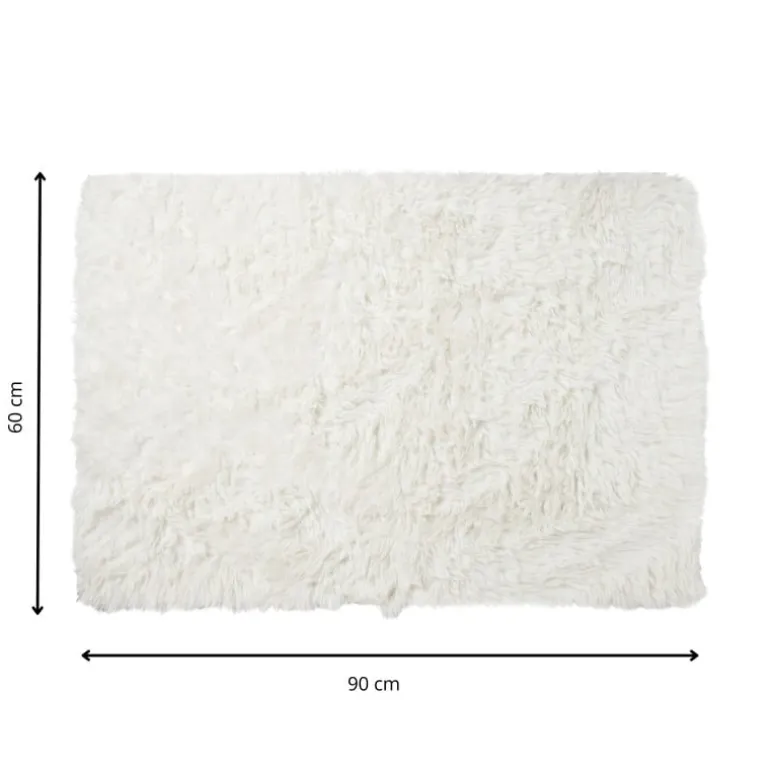 Tapijt hoogpolig - wit - 60x90 cm