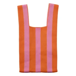 Tas gestreept klein - roze/oranje - 34x20 cm